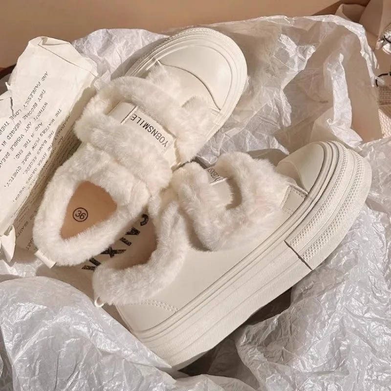 أحذية نسائية بيضاء بسيطة وعصرية، نمط جديد، برباط، مريح للاستخدام اليومي بالإضافة إلى أحذية رياضية مخملية منخفضة، أحذية كاجوال خفيفة #5