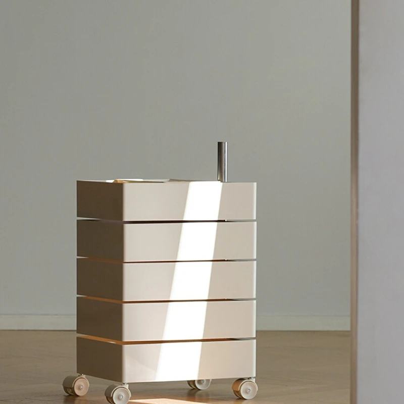 

Nordic Mobile Rotating Cabinet, Snack and Cosmetic Storage Cart, Open Drawer Side Table, Bedside ABS Storage Cabinet for Home