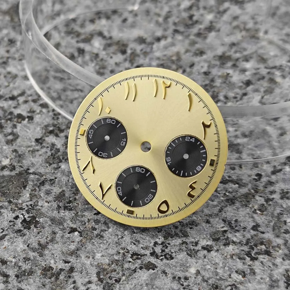 قرص VK63 29.5 ملم، أرقام عربية، قرص ساعة أظافر لحركة كوارتز VK63 بدون ملحقات تعديل الوجه المضيئة #5