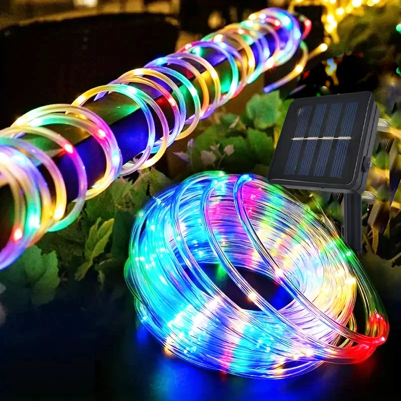Outdoor Solar Lights Garland Rope String Lights 7-22M LED Garden Garland Waterproof Tube Lamp for Garden Christmas Decoration