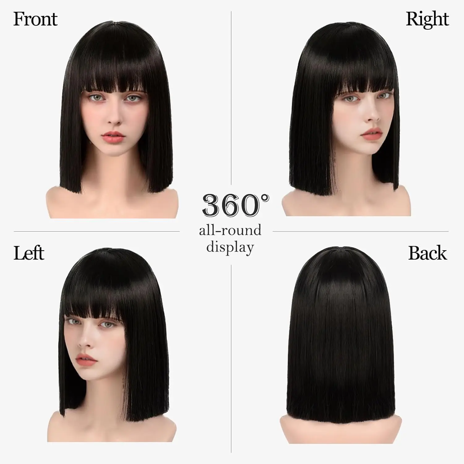 Synthetic Short Straight Purple Wig with Bangs Natural Looking Heat Resistant Hair For Women Halloween Cosplay Costume Wigs
