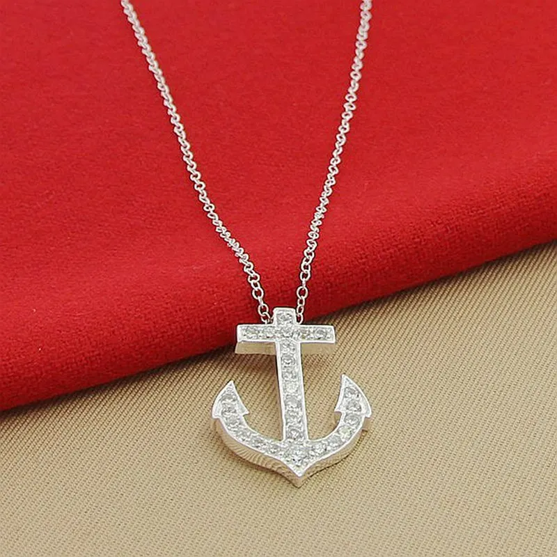 Fashion silver color anchor pendant necklace jewelry men and women jewelry birthday jewelry