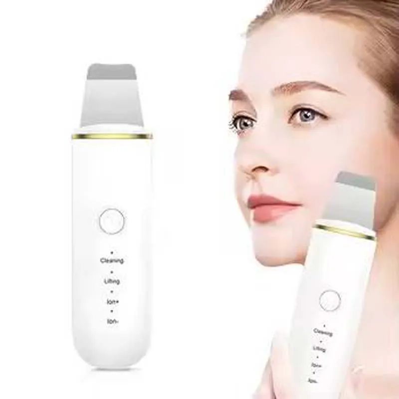 Purificador ultrassônico da pele, limpeza facial de íon, espátula vibratória para cravo, acne, esfoliante, máquina de levantamento facial