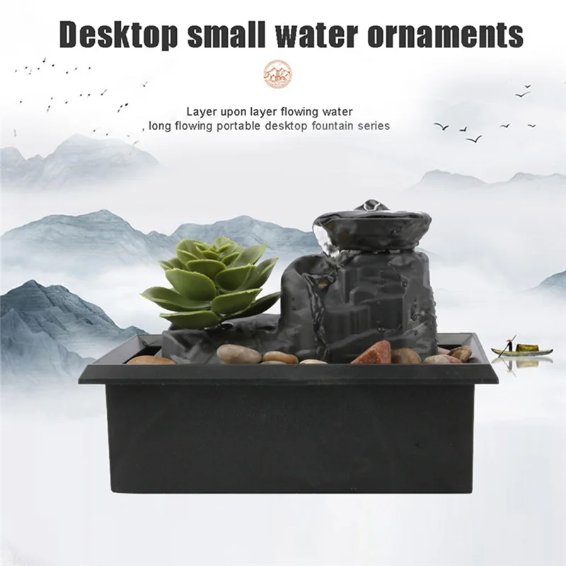 Water Fountain Flowing Water Ornament Creative Desktop Crafts for Home Living Room Office Decoration xqmg Figurines Miniatures