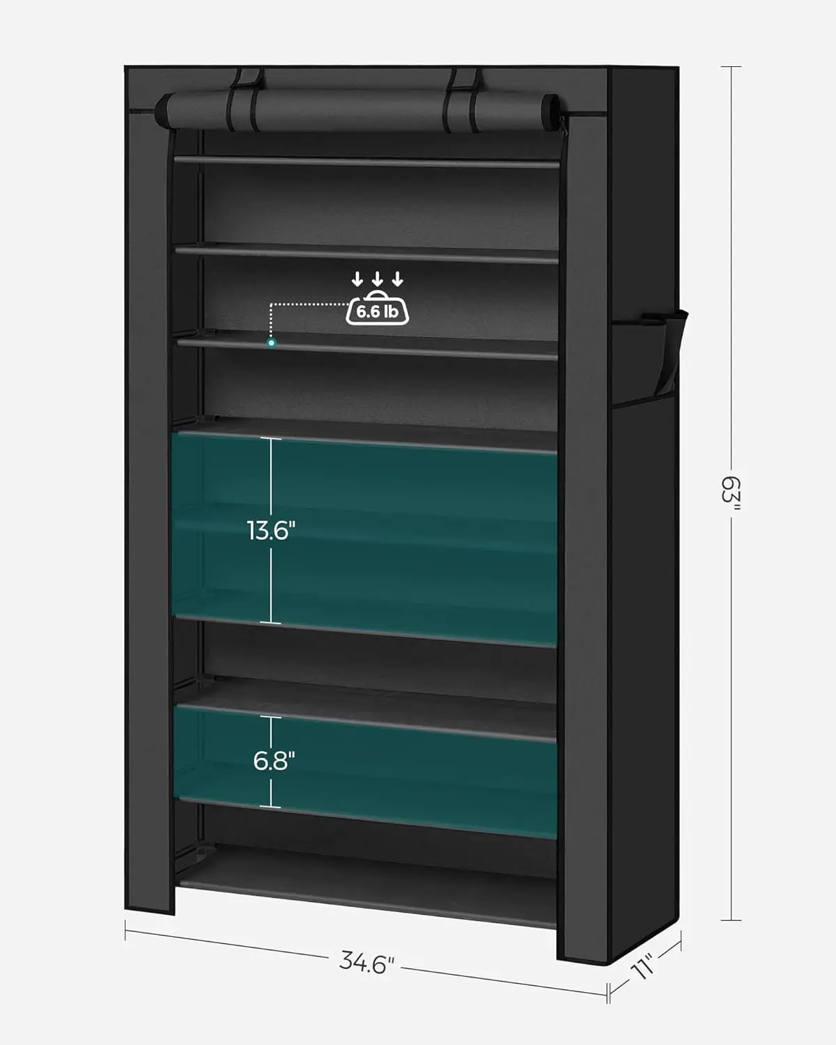 

Shoe Rack with Non-Woven Fabric Cover, 9 Tier Storage Shelf for 40-50 Pairs of Shoes, Entryway, Black URXJ36HV1