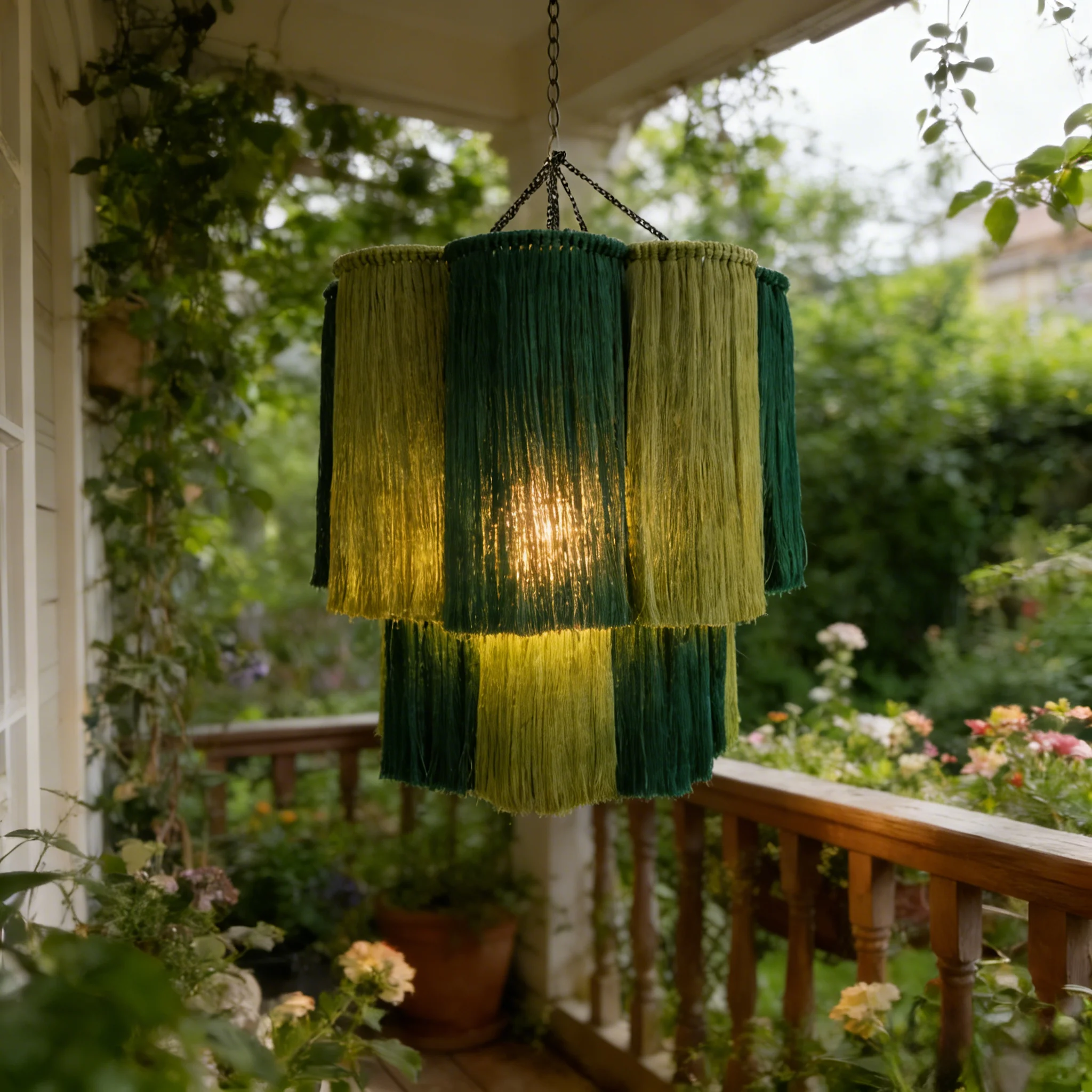 m*-Modern Double-layer Flower Tassel Pendant Lampshade Macrame Tapestry Items Wall Hangings Decorations