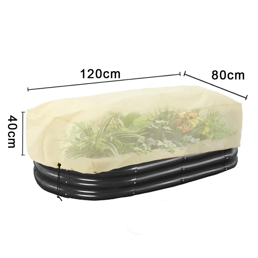2Pcs Winter Plant Covers  Breathable Frost Protection For Raised Beds Flower Boxes Non-Woven Fabric With Drawstring