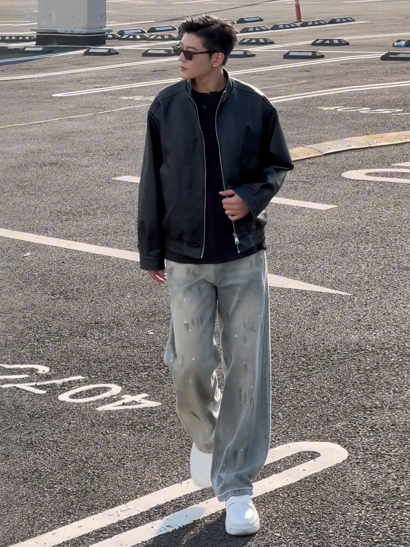 

American Retro Splaed Ink Straight Leg Men's Jeans High Waist Wide Leg Pants Autumn Cleanfit Trousers Loose Fit Jeans