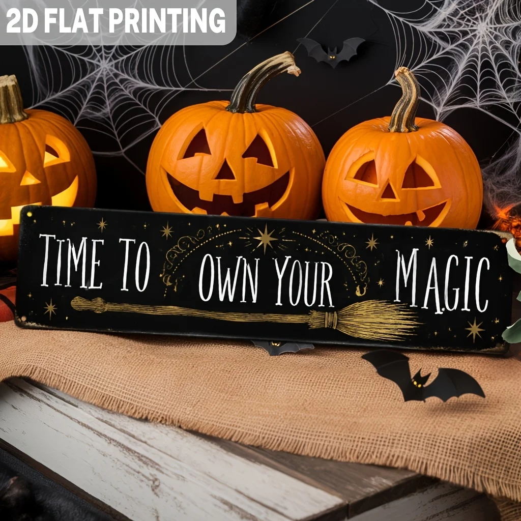 Inspirational Time to Own Your Magic Iron Sign, Magical Broomstick Wall Hanging for Halloween, Witch Decor, Party Decor