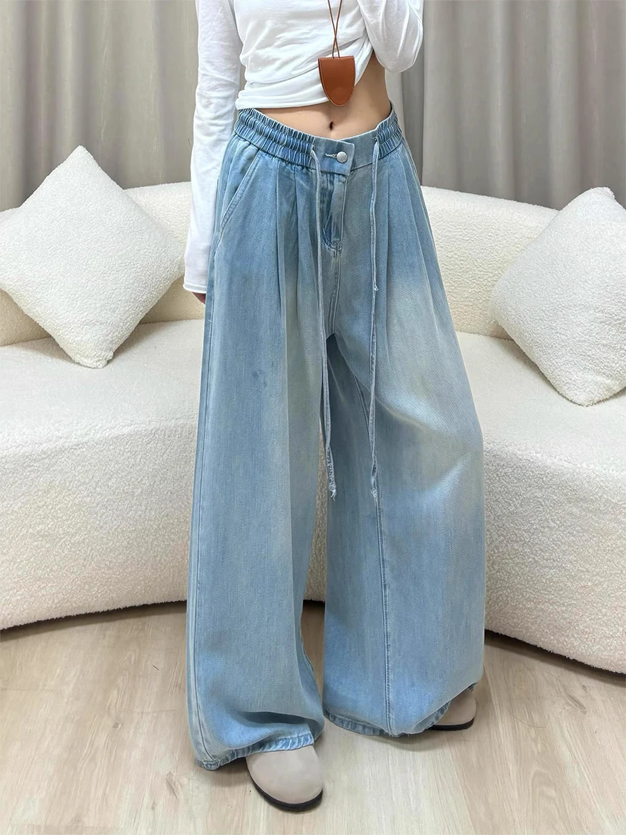 

Oversized New Women's Casual Jeans Loose Versatile High Waist Wide Leg Denim Pants 2025 Korean Simple Fashion Straight Trousers