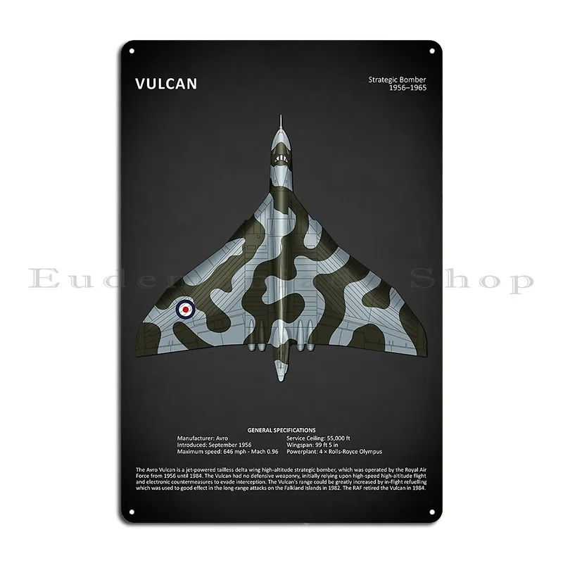 The Vulcan Bomber Blueprint Metal Sign Poster Living Room Create Kitchen Printed Tin Sign Poster