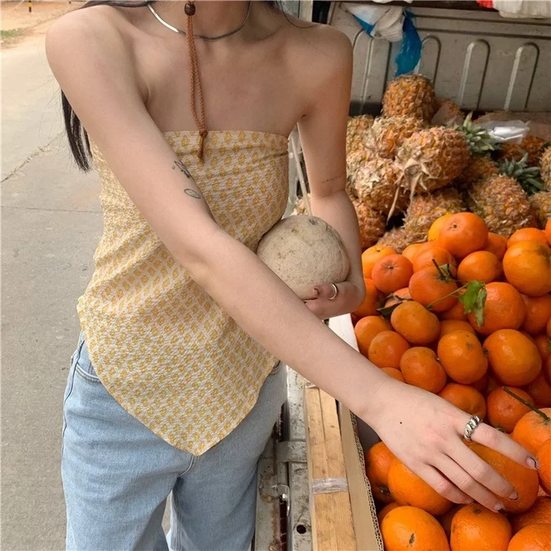 Fashion Triangle Square Scarf Sexy Tube Top Camisole Women's Outer Wear No Shoulder Inner T Shirt Crop Tops Strapless Silk Scarf