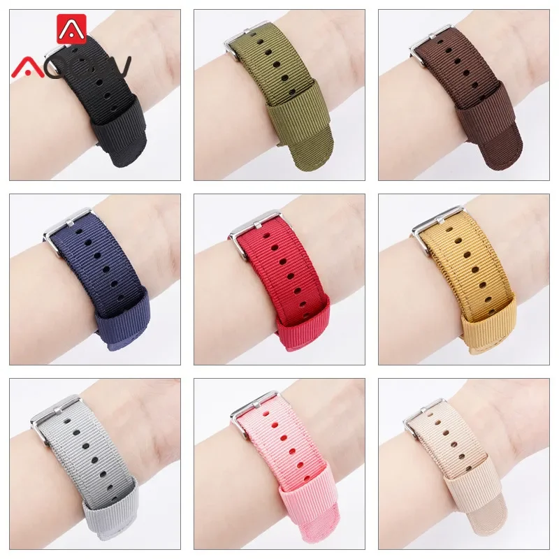 Colorful Woven Nylon Strap 18mm 20mm 22mm 24mm Quick Release Men Women Canvas Replacement Band Bracelet Watch Accessories