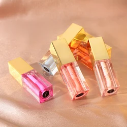 5Ml Private Label 6-color Lip Oil Custom Bulk Golden Lid Plant Plumping Balm Lips Care Water Gloss Glass Lipgloss Makeup Vegan