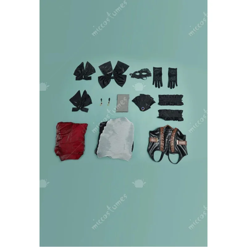 MICCOSTUMES 女性サキココスプレ衣装ステージスーツトップスカートウエストバンドマスク付き