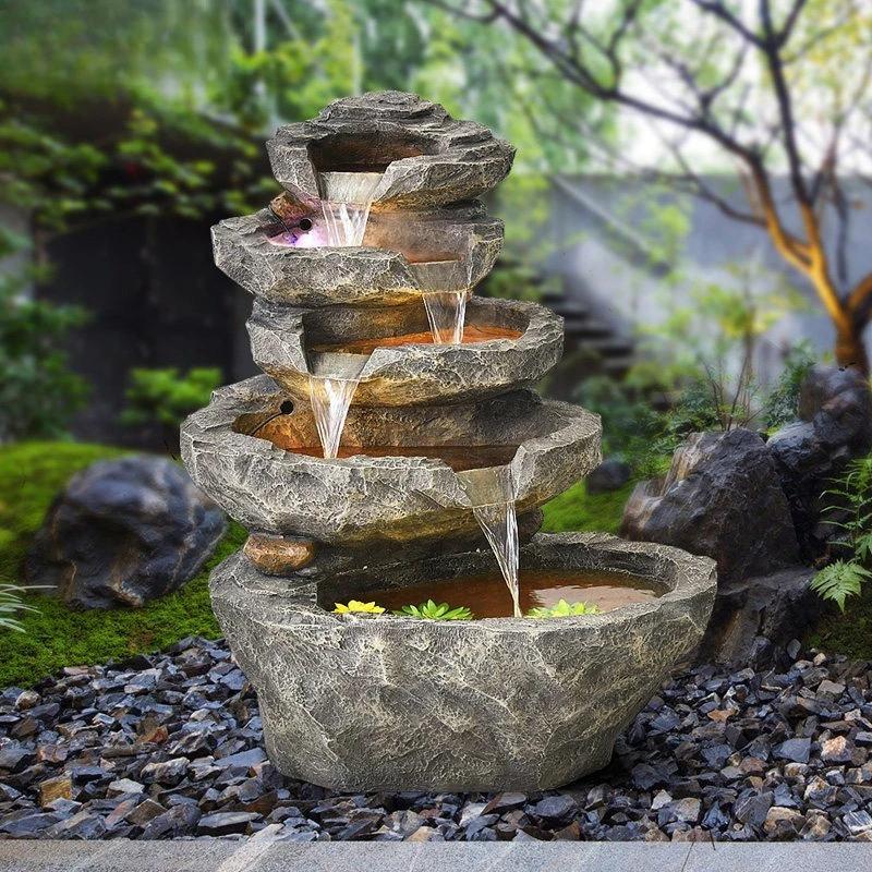 Outdoor Courtyard Water System Landscape Fish Pond Flowing Ornament Recirculating Aquarium Rockery Fountain Feature