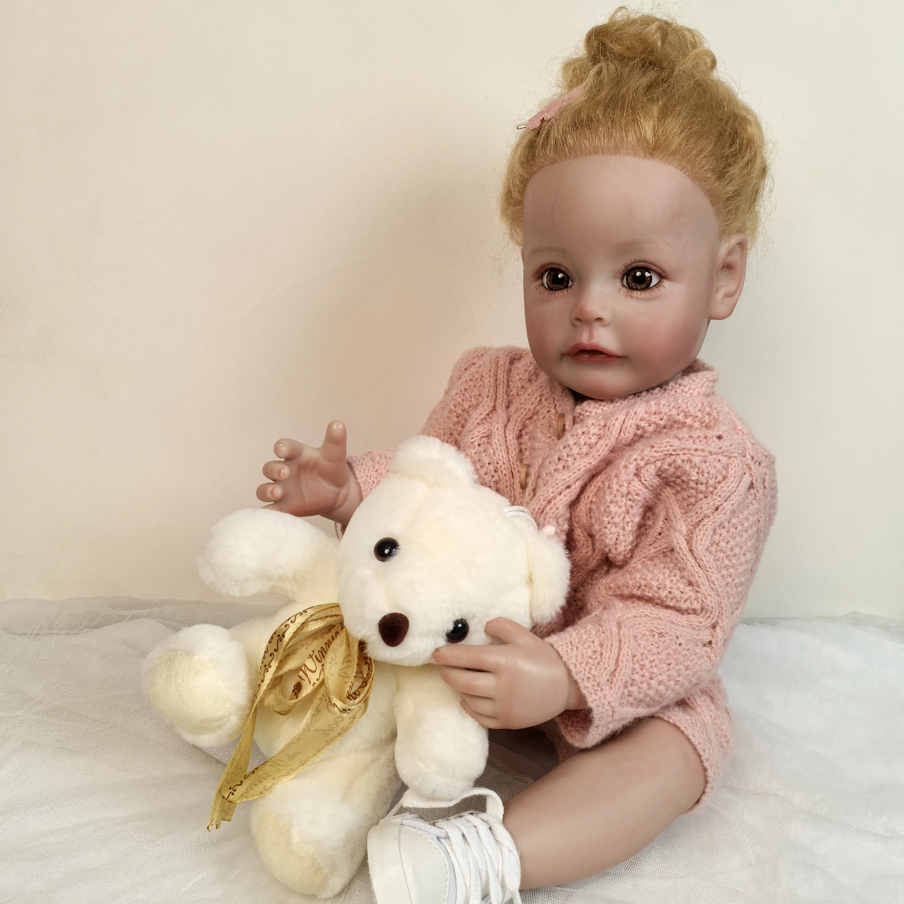 55 cm/22 inch Realistic Girl Reborn Baby Doll Silicone Vinyl Full Body Doll Reborn with 3D-Painted Birthday XMAS Easter Gift Toy