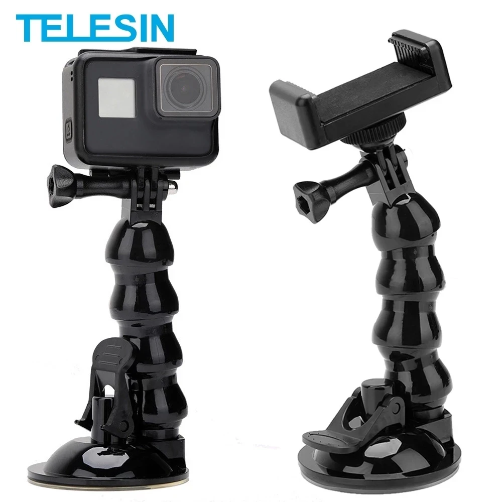 TELESIN Jaws Flex Car Suction Cup Flexible Gooseneck Mount Holder for GoPro Hero 13 12 11 10 9 8DJI OSMO Action 5 4 iPhone 1615