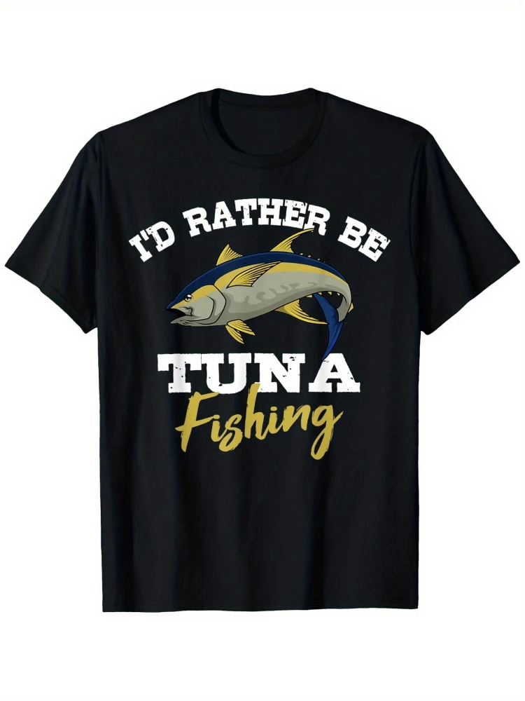 

Fishing Tuna Fisherman Angler Fisher Saltwater Yellowfin pattern - 100% cotton summer short sleeve O-neck printed Men's T-shirt.