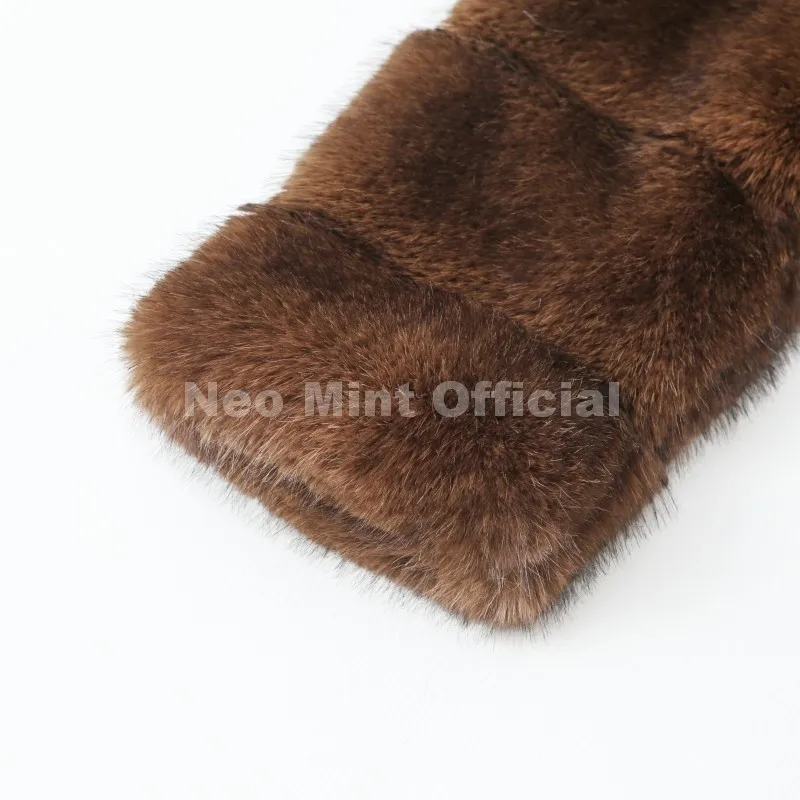 Neo Mint Vintage Brown Patchwork Fur Coat Women Winter 2025 Luxury Brand Fashion Faux Fox Fur Jacket Chic Street Girl Overcoats