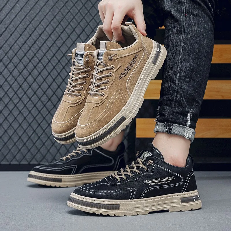 Neue Frühling Herbst Höhe Zunehmende männer Casual Schuhe Vielseitig Low cut männer Bord Schuhe Arbeits Schutz Arbeit schuhe