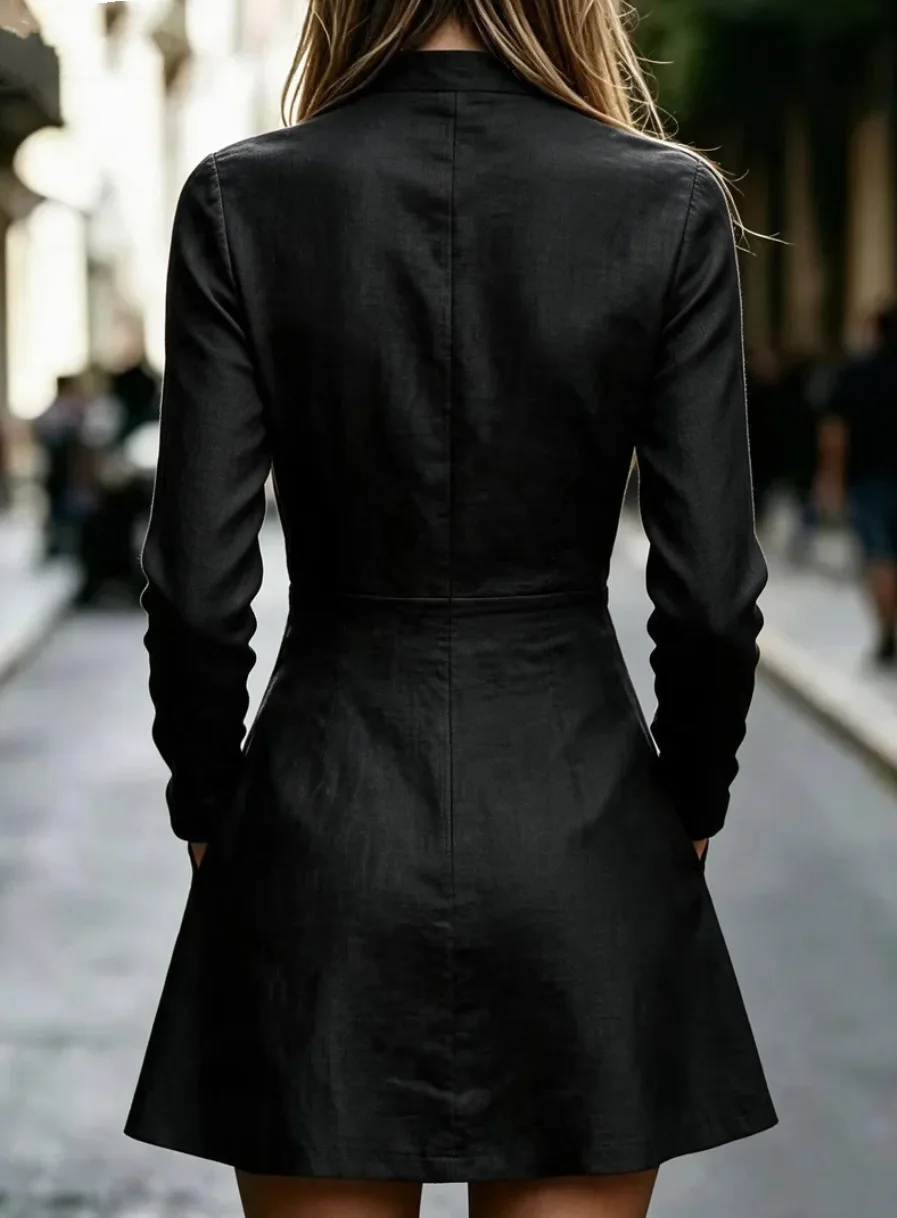 2026 Neue Damen-Minikleider Elegantes Strickkleid mit tiefem V-Ausschnitt, strukturiert, für den Alltag, Frühling, Damenmode, schlankmachend – Detail 6