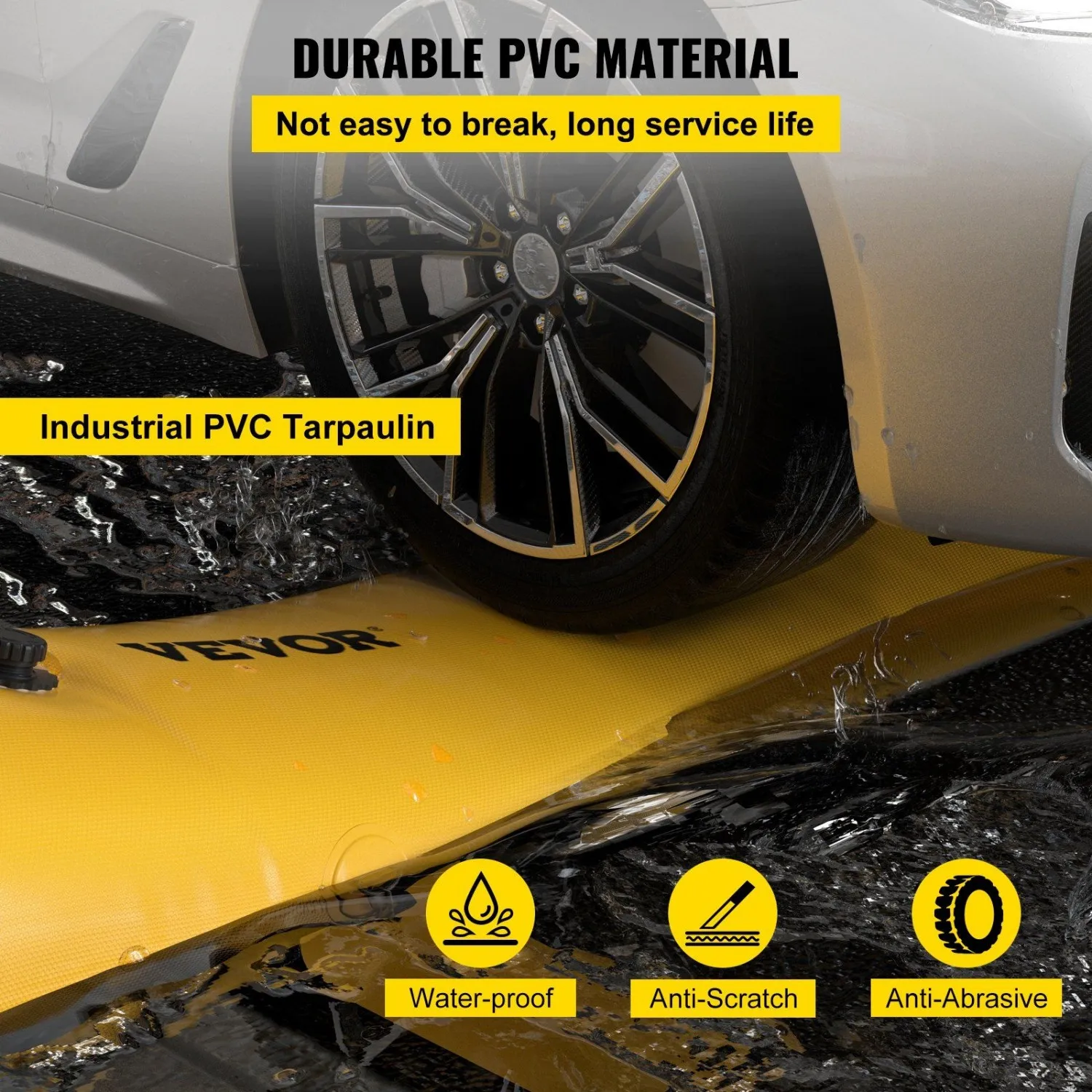 حاجز الفيضانات، طول 12 قدم × 12 بوصة بديل لأكياس الرمل، حاجز مياه للفيضانات بتأثير مقاوم للماء رائع، قابل لإعادة الاستخدام