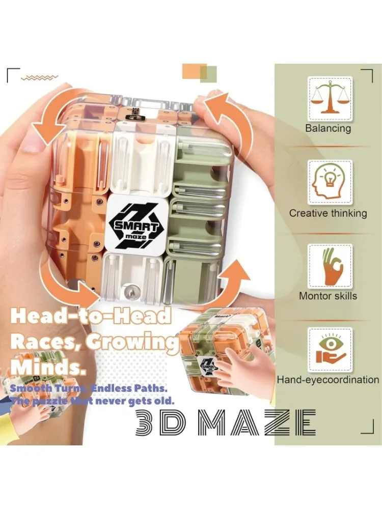 1-4 Stück Transparenter 3D-Rollkugel-Labyrinth-Würfel, Denkspiel-Puzzle für Lernspielzeug, Hand-Augen-Koordination, Fidget-Spielzeug zur Stresslinderung