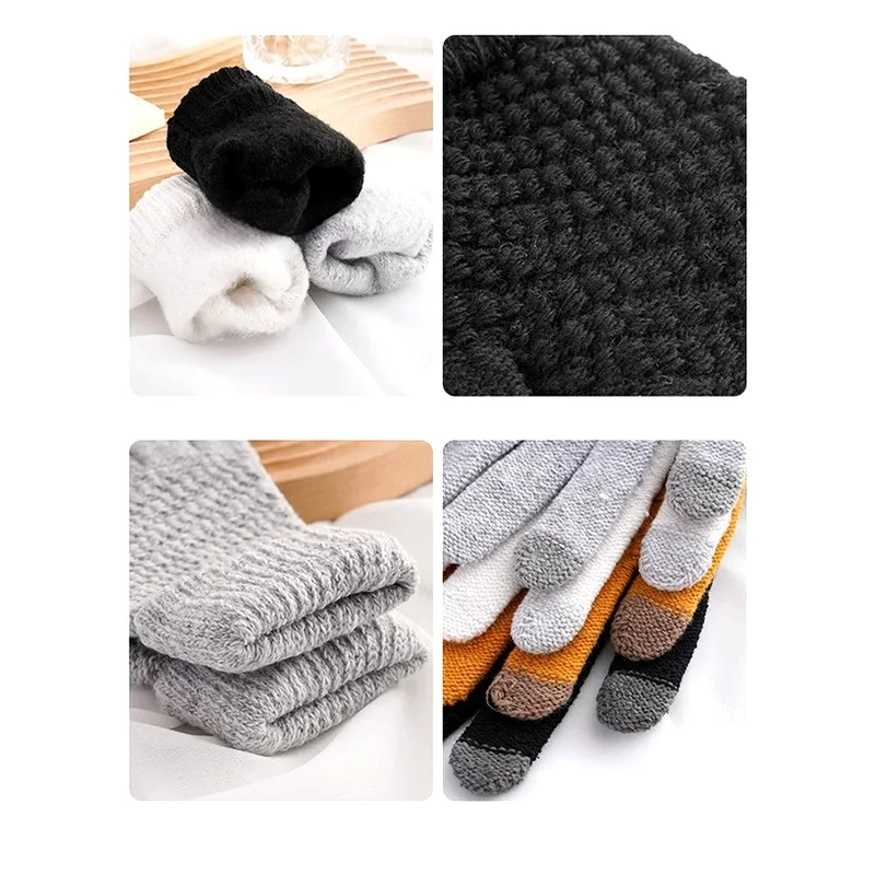 Womens Gloves Winter Warm Fashion Cashmere Knitted Thick Touch Screen Outdoor Cycling Skiing Autumn Winter Gloves