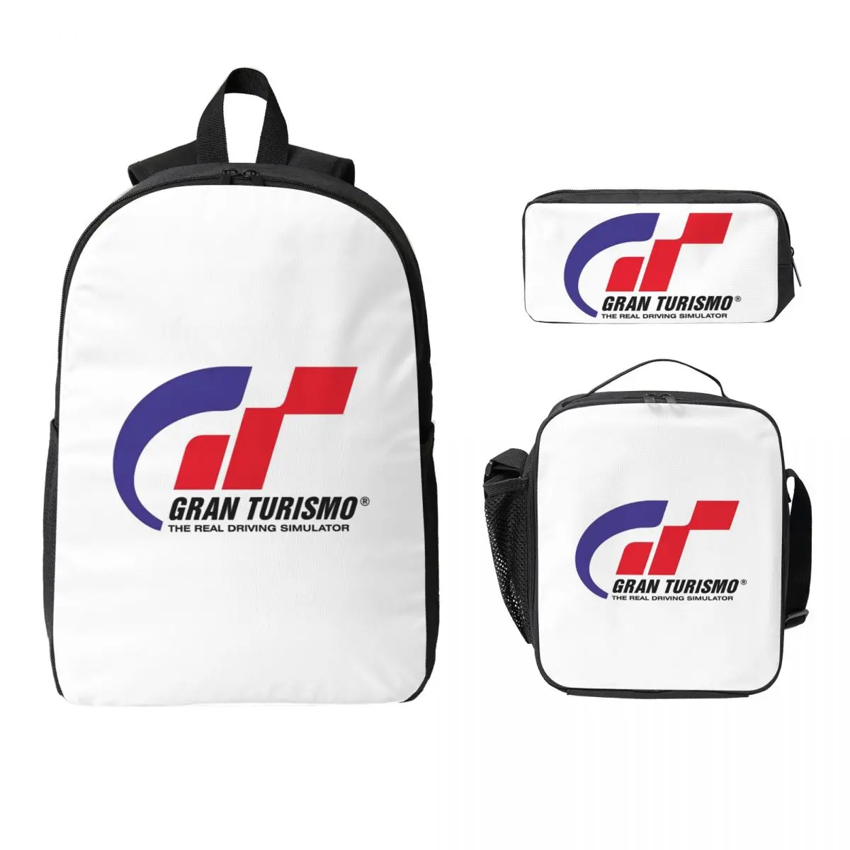 

Gran Turismo Backpack Student Boys Girls BookBag School Bag Computer Shoulder Bags 3ps Insulated Lunch Bag Pencil Case