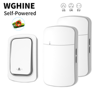 WGHINE Wireless Door Bell Self powered Outdoor Waterproof Door Bell EU British American Plug Smart Home Safety Alarm