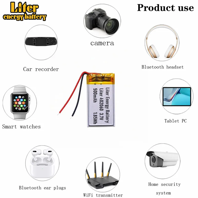 3.7V 500mAh 402060 382060 Lithium Polymer Li-Po li ion Rechargeable Battery cells For Mp3 MP4 MP5