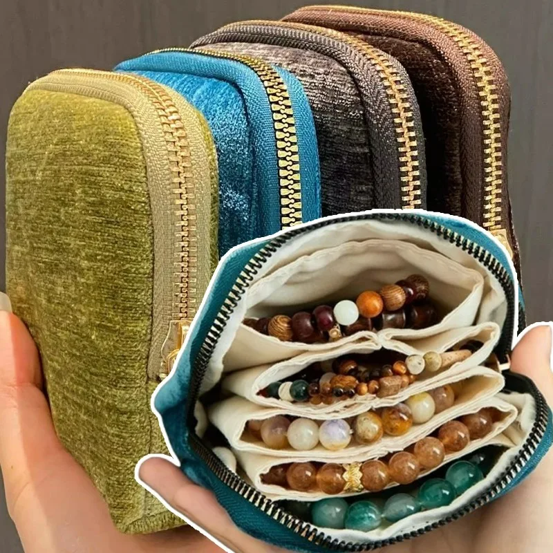 

Layer Jewelry Organizer Pouch Velvet Display Bags with Zipper Storage Pouches for Necklace Bracelet Packaging Jewelry Dustproof