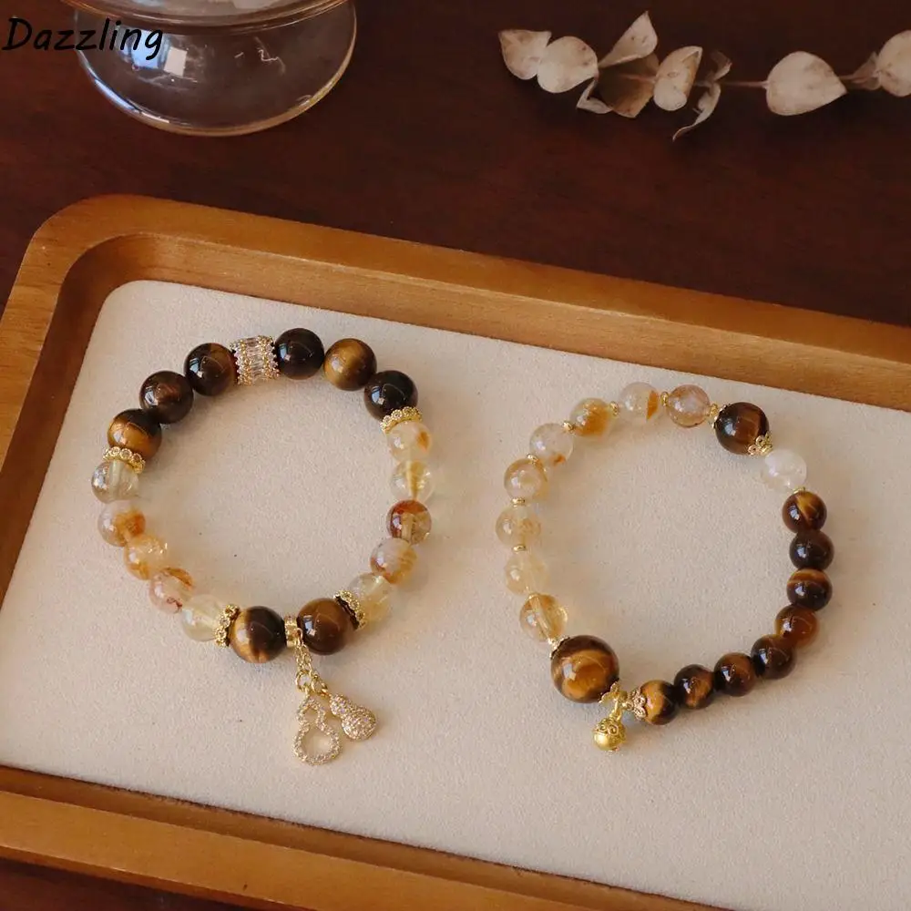 

Fashion Crystal Bracelet Vintage 10mm/8mm Round Beaded Beaded Bracelet Jewelry Accessories Lucky Tiger Eye Stone Hand Chain