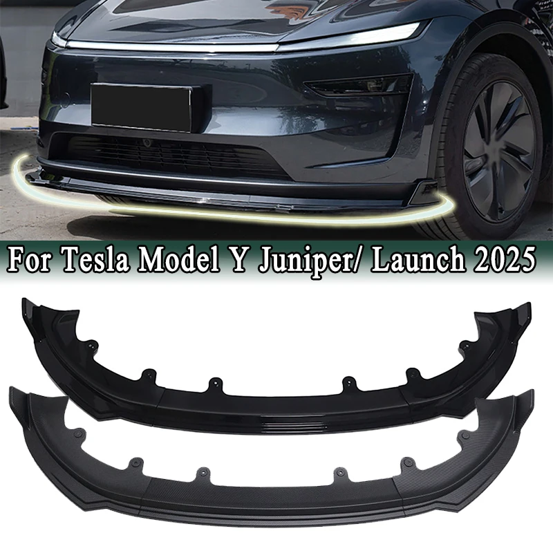 

Front Lower Bumper Spoiler Lip Diffuser Protector Modification Kit for Tesla Model Y Juniper/ Launch 2025 Black / Carbon Fiber