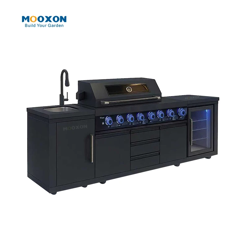 Outdoor Kitchen With Lockable Wheels And Adjustable Feet For Stable Outdoor Use