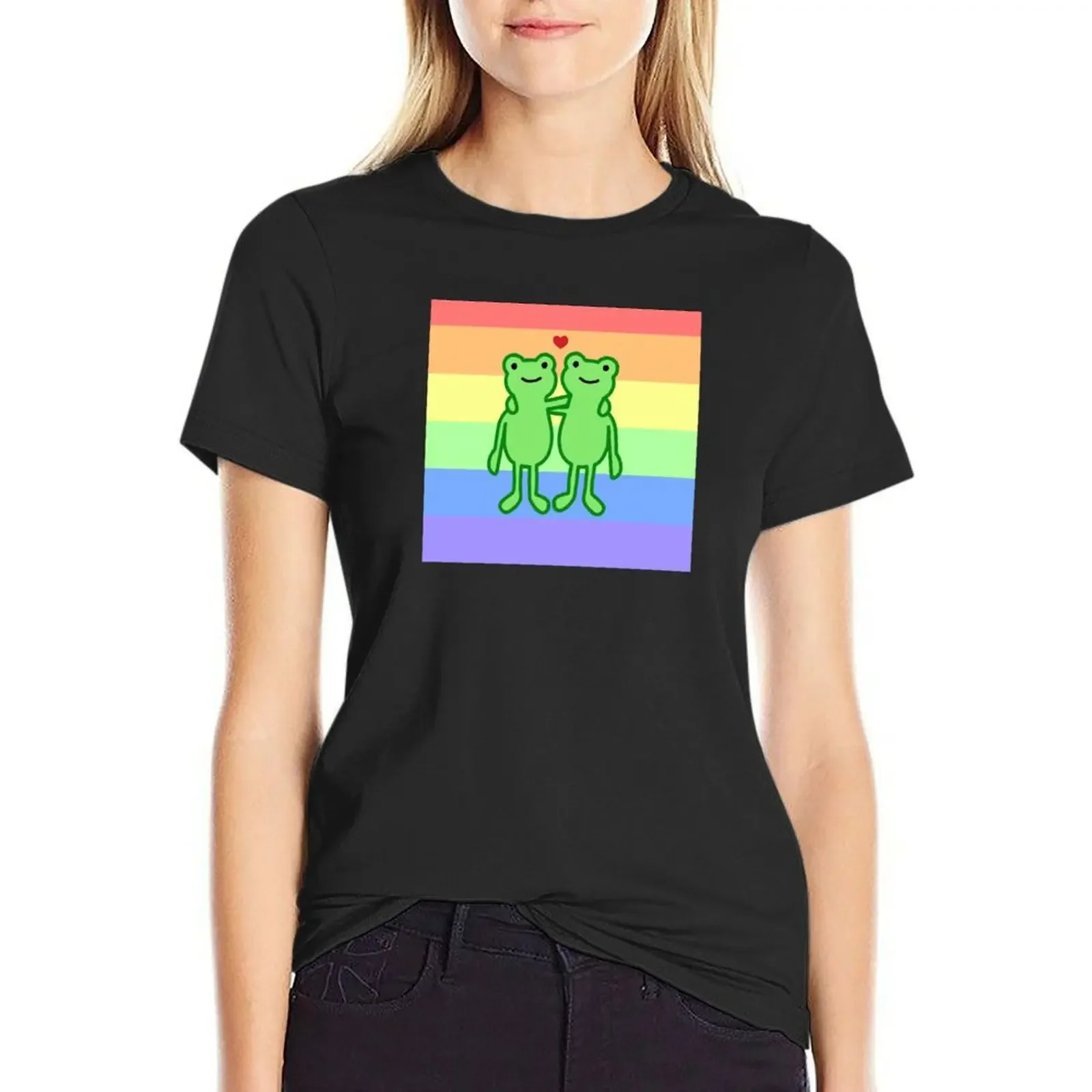 

froggy pride friends rainbow frogs T-Shirt animal prinfor tops oversized Women's tops