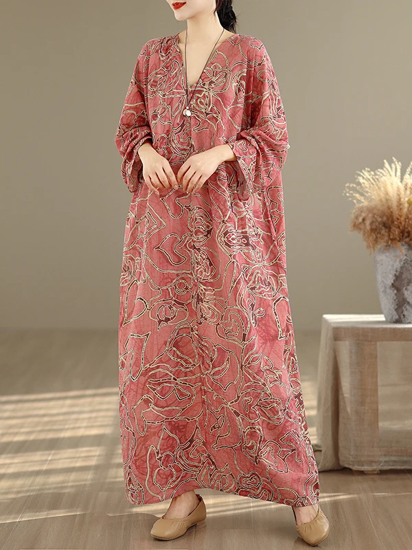 Minceur décontracté confortable grande taille Original français Long Sve Protection solaire V-ne mince coton lin imprimé ample Slimmi...