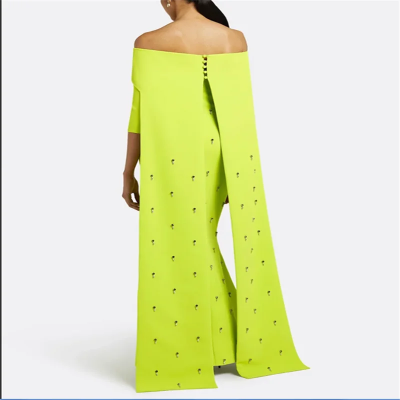 ชุดราตรีหรูหราสีเขียวแบบดูไบสำหรับชาวมุสลิม แบบเปิดไหล่ ยาว สง่างาม เหมาะสำหรับงานปาร์ตี้ ชารอน ซัยด์ บูติก