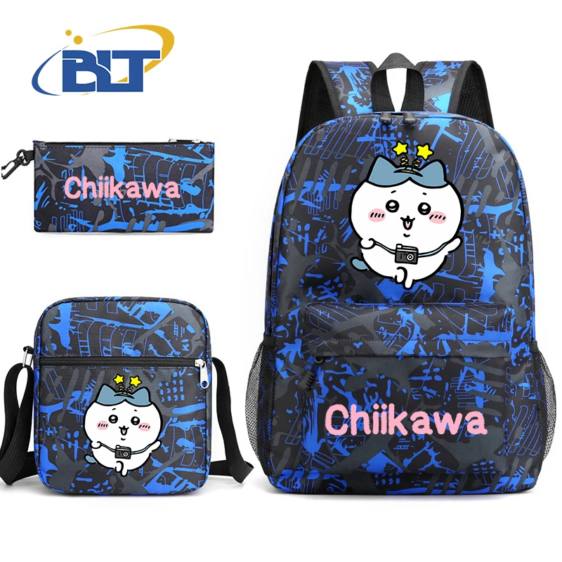 MINISO Chiikawa printed student school bag set children's shoulder bag backpack pencil case three-piece set