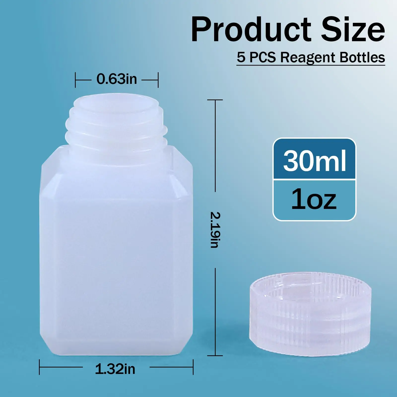 30ML Plastic Lab Chemical Reagent Bottles 20Pcs Square Storage Container Chemical Container Bottle Sample Sealing Bottles Liquid
