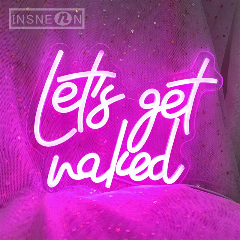 

Lets Get Naked Neon Sign Bedroom Decor for Room Wall LED Hanging Letter with USB Power Neon LED Signs Light Bedroom Decorations