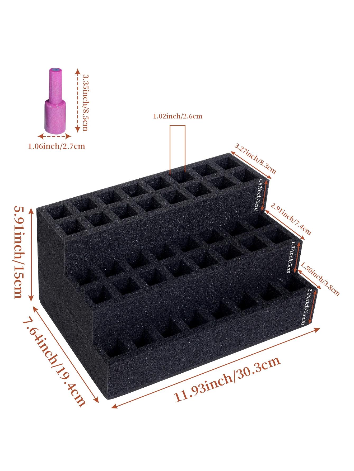 Three-Tier Nail Polish Organizer Rack Tabletop Display for Nail Polish Tattoo Ink Essential Oils Clear Storage Unit