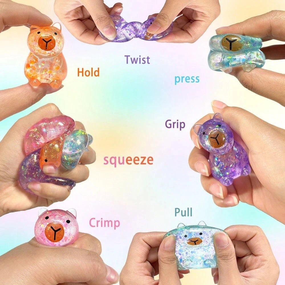 1 Stück Capybara-förmiges Squishy-Spielzeug, langsam aufspringendes, weiches sensorisches Fingerspitzen-Stressabbau-Spielzeug, ultraweicher Knete-Textur-Quetschball, tragbares Partygeschenk-Spiel, lebendige Atmosphäre, Geschenk für Klassenkameraden und Studenten – Detail 5