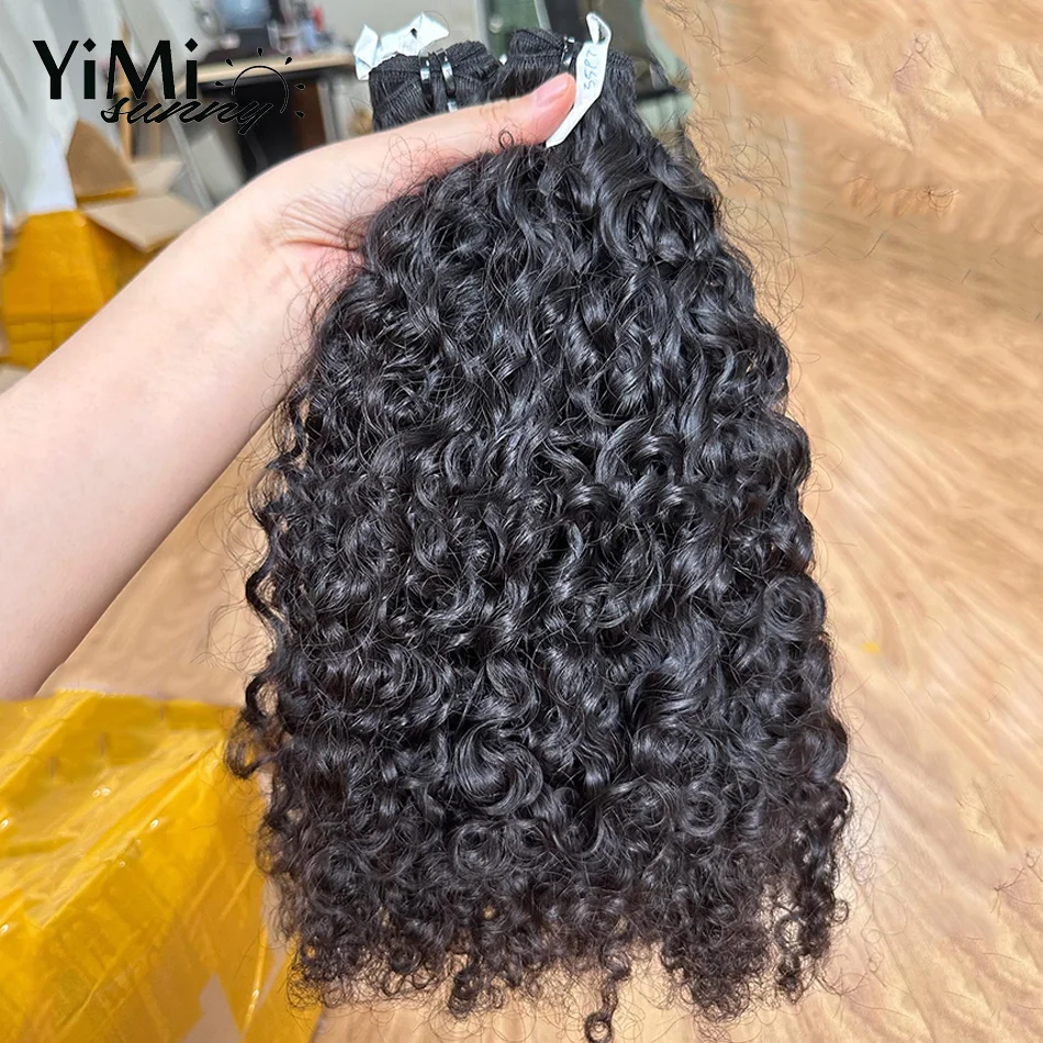 Yimisunny-Tecer de cabelo humano encaracolado não processado virgem birmanês, trama de extensão, cabeça cheia, 100%, 100g, 4 pcs por pacote, atacado