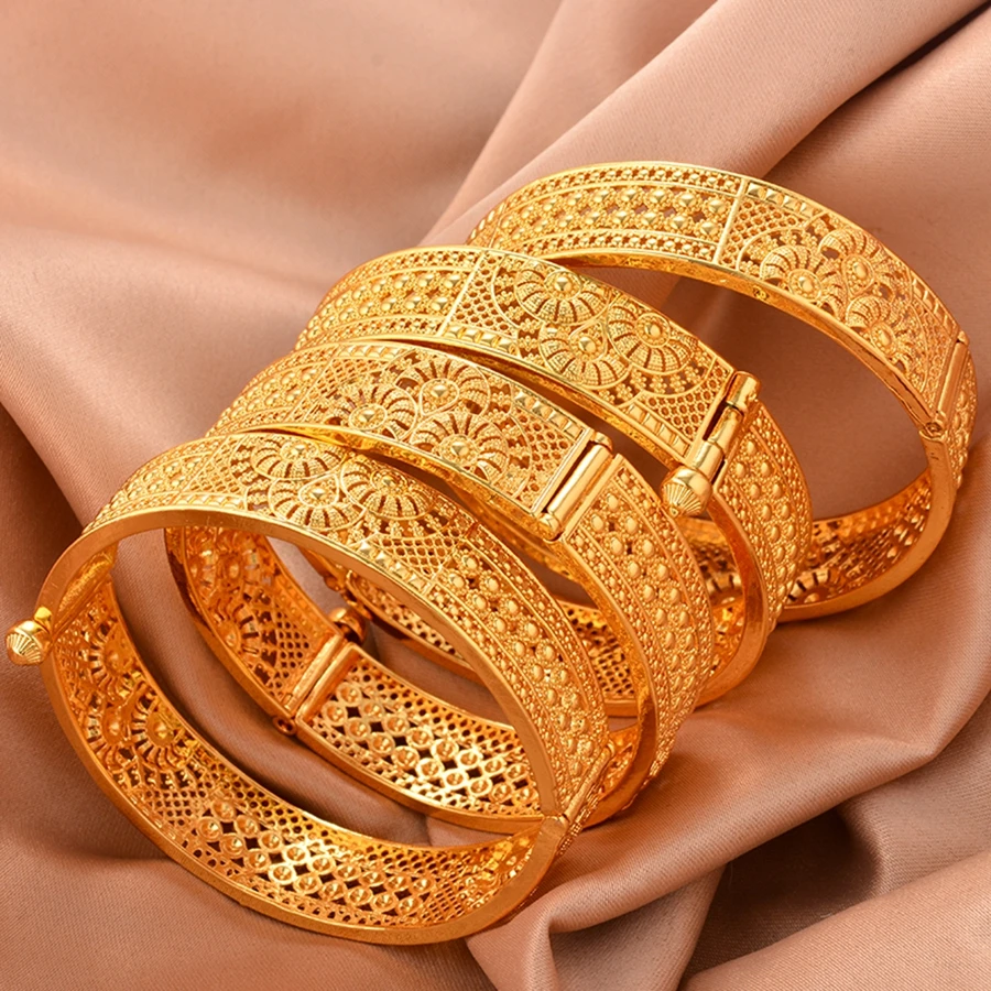 

Gold Color Habesha Women's bangles Dubai Bracelets Ethiopian Jewelry African Bride Wedding Gift ﻿