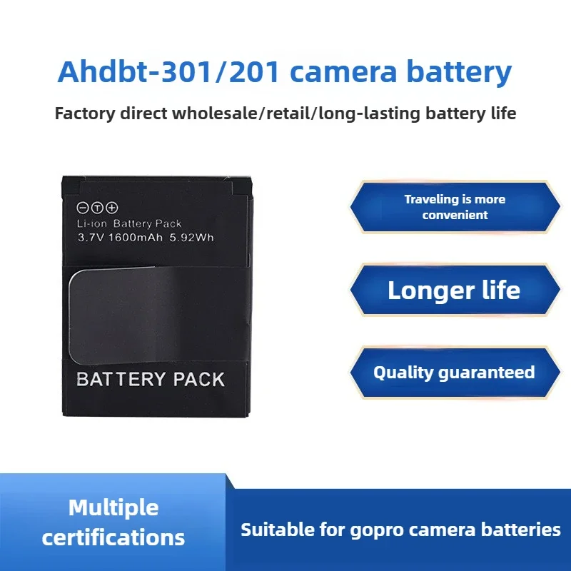 Original 1600mAh Battery AHDBT 301 201 Rechargeable Batteries AHDBT-301 for GoPro Hero 3 Go Pro Hero 3 3+ Action Camera Battery