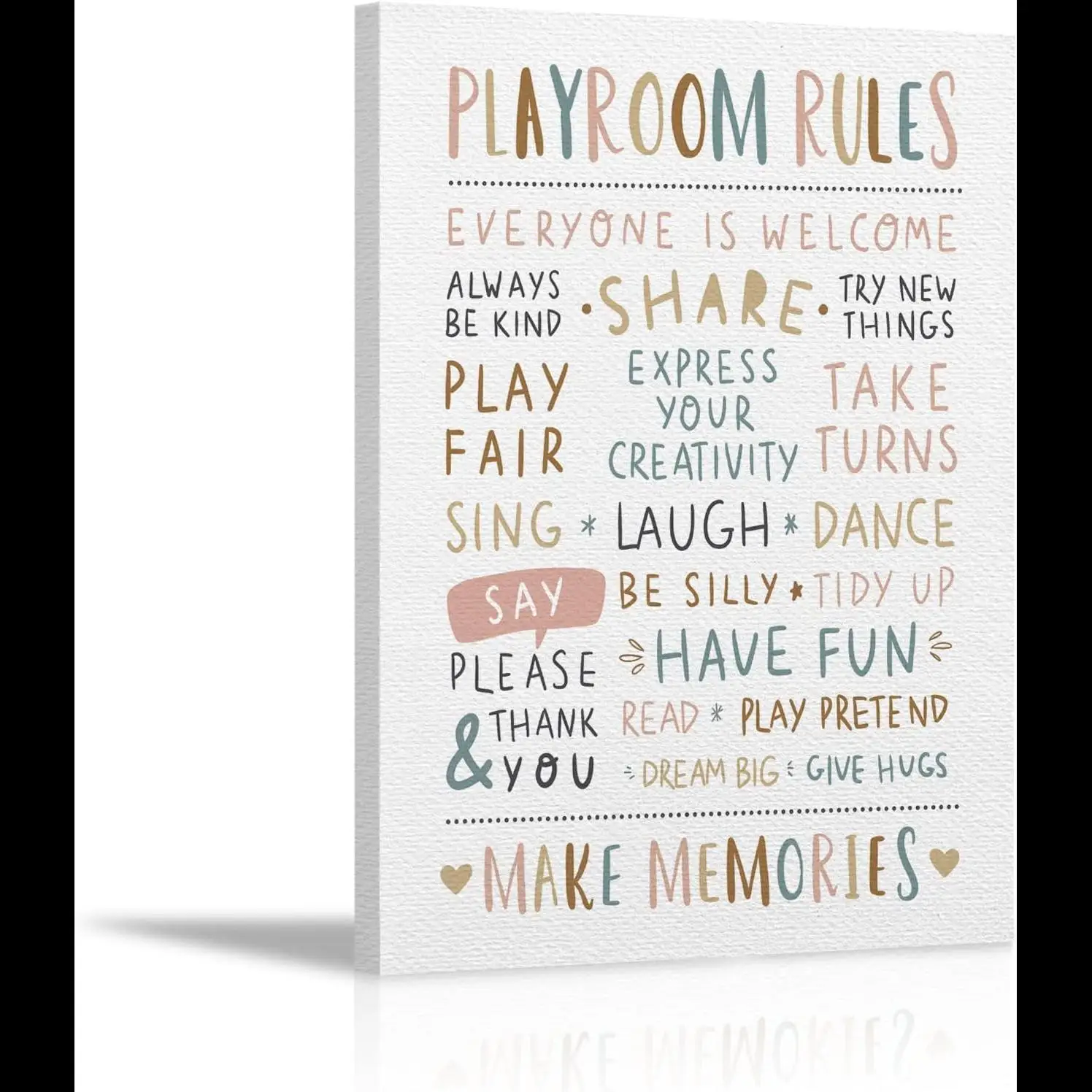 KEUSPI Playroom Rules Boho Neutral Colors Canvas Wall Art for Kids Bedroom Playroom Nursery Homeschool  x Inch  Gifts for Boys