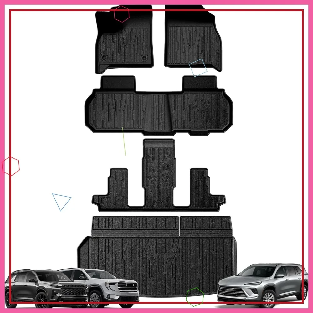 

Всепогодные коврики для пола и багажника для GMC Acadia 2024+, Chevy Traverse 2024+, Buick Enclave 2025+ из TPE, полный комплект, изготовленный на заказ