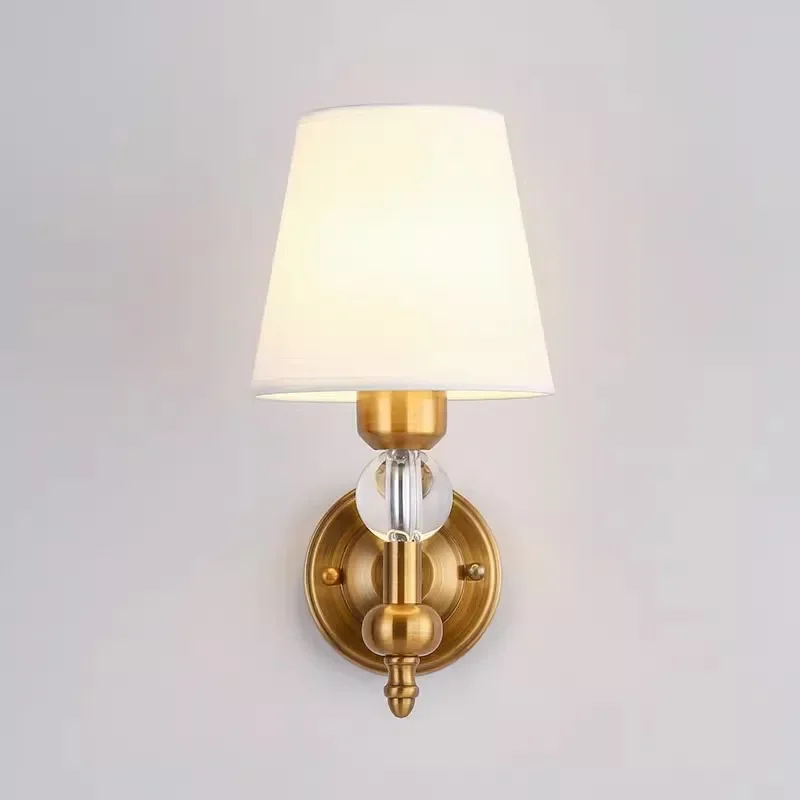 

Nordic Metal Gold Cloth Wall Light European Living Room Bedroom Bedside Lamp Mirror Front Lamp Aisle American Iron Wall Lamp
